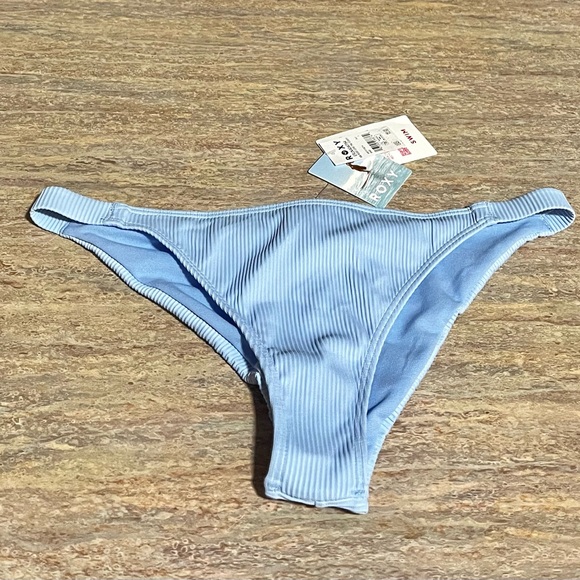 Roxy Swim Nwt Roxy Rib Roxy Love The Goofy Light Blue Ribbed Bikini Bottom Poshmark